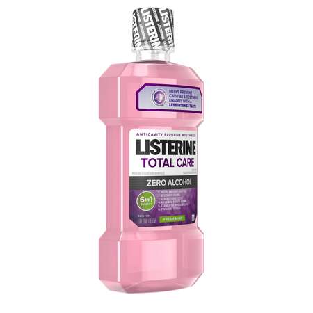 LISTERINE Zero Alcohol Total Care Fresh Mint Mouthwash 1 Liter Bottle, PK6 5230671